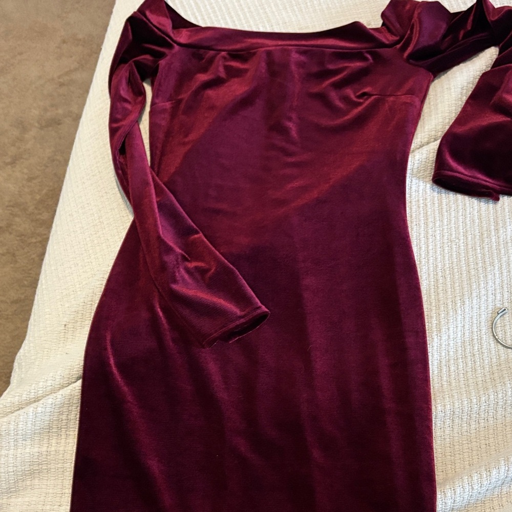 Elegant Burgundy Velvet Dress